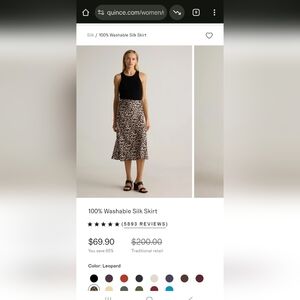 Quince Washable Silk Leopard Print Midi Skirt